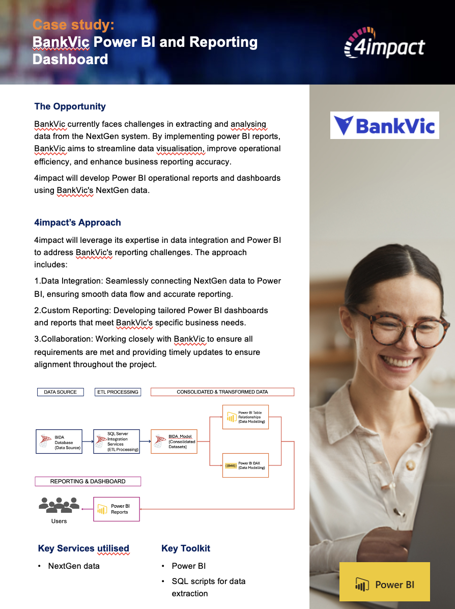 4impact BankVic Power BI and Reporting Dashboard